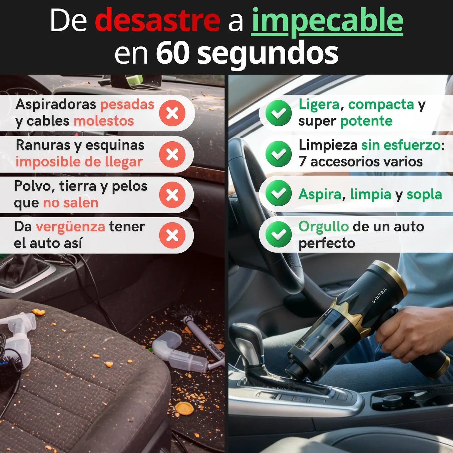 Aspiradora Inalámbrica Voltra® 3 en 1 – 21.000 Pa | 180W | USB-C